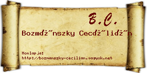 Bozmánszky Cecílián névjegykártya